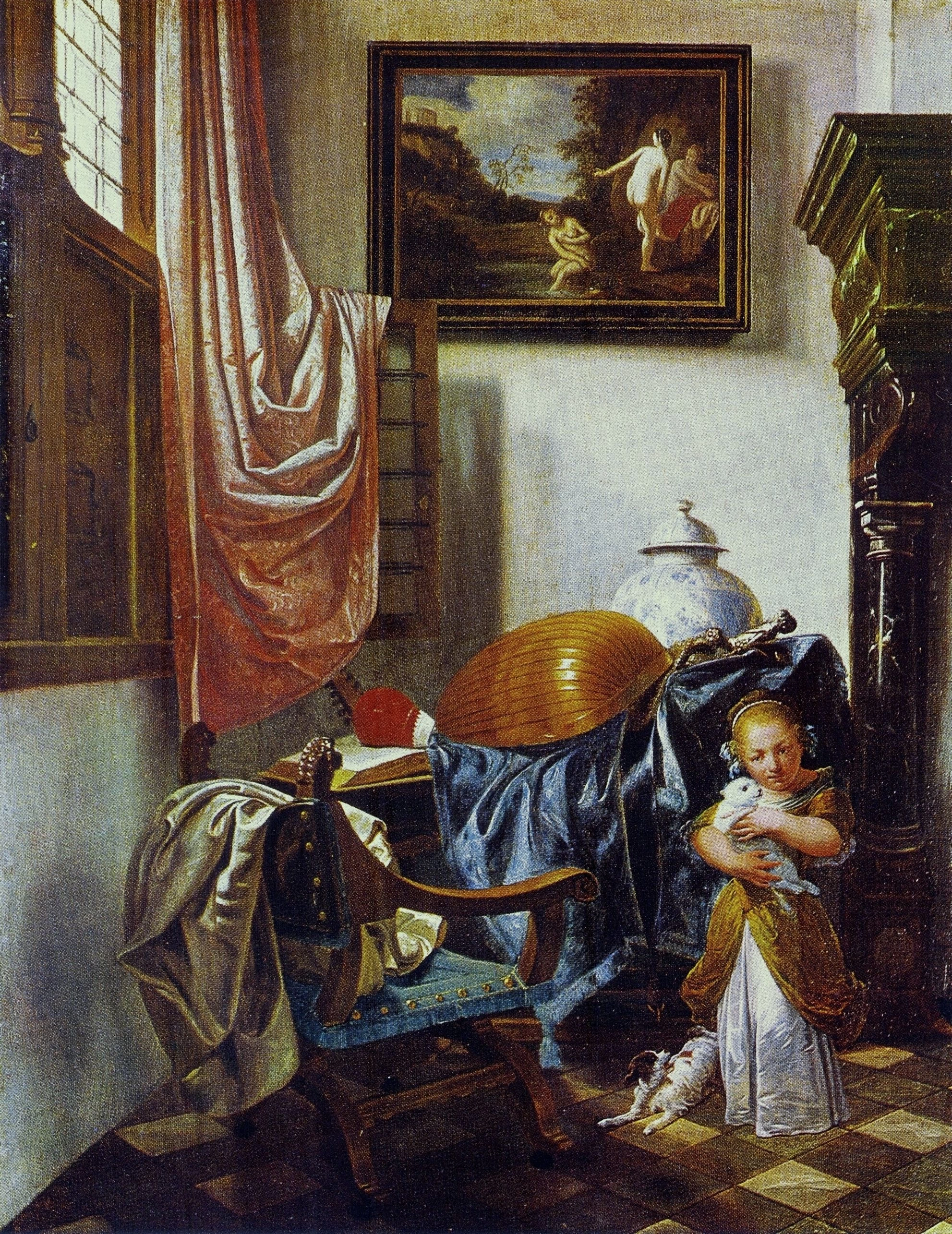 Ragazza con un cane in un interno - Kunsthandel Alan Jacobs Gallery , Londra